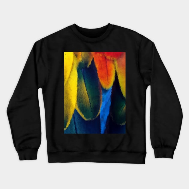 Colorful parrot feathers oil painting Crewneck Sweatshirt by DigitPaint